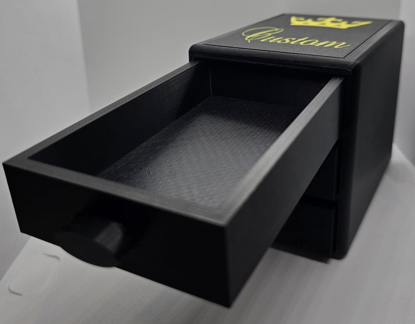 Personalized 3 Drawer Jewelry Box (CROWN STYLE) - Customizable Text - 5" x 3.25" x 3.75"