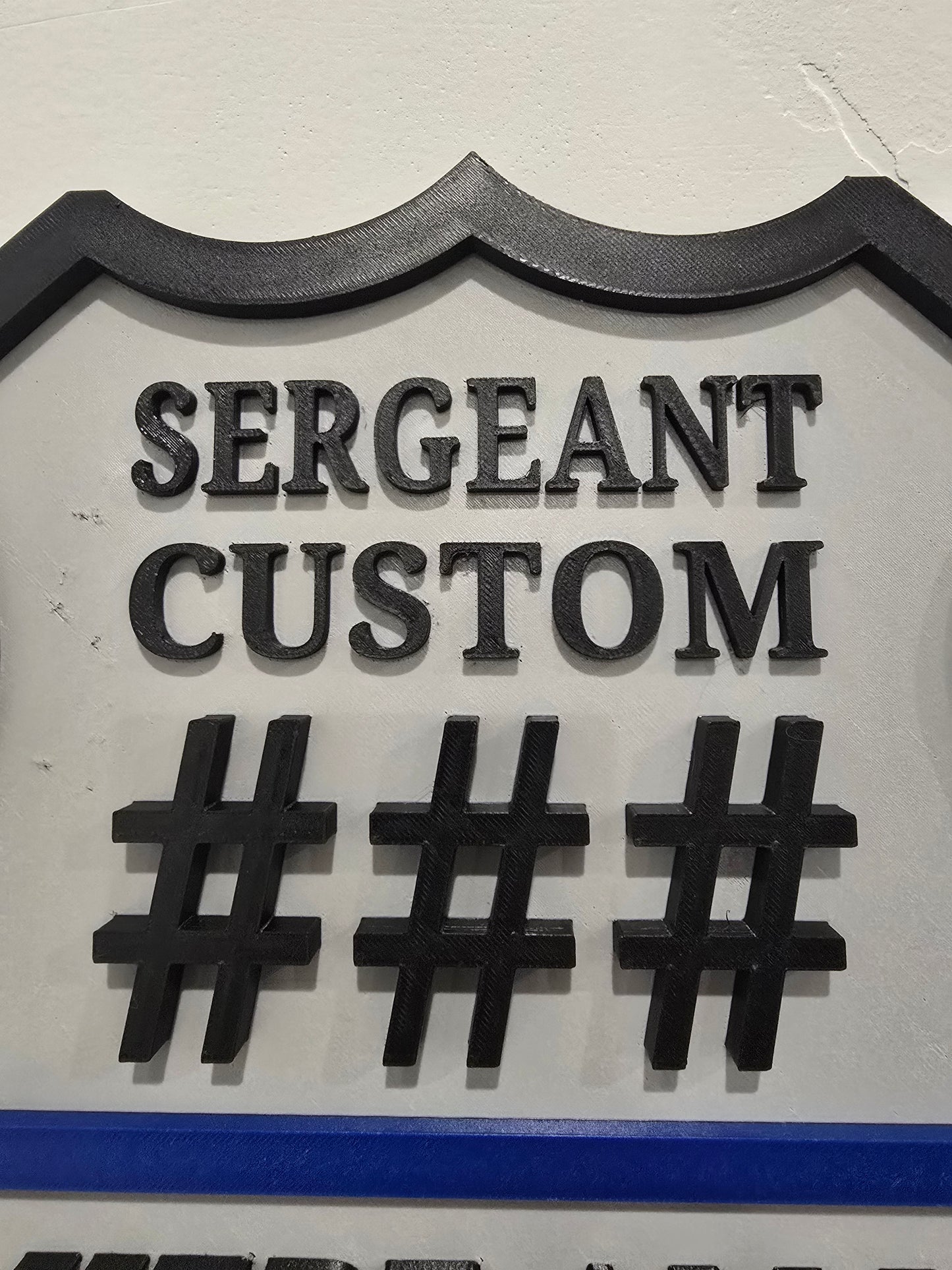 Personalized Police Law Enforcement Thin Blue Line Custom Plaque - Custom Rank/Name/Badge Number (9.5" x .5" x 11.5") 'Here Am I Send Me'