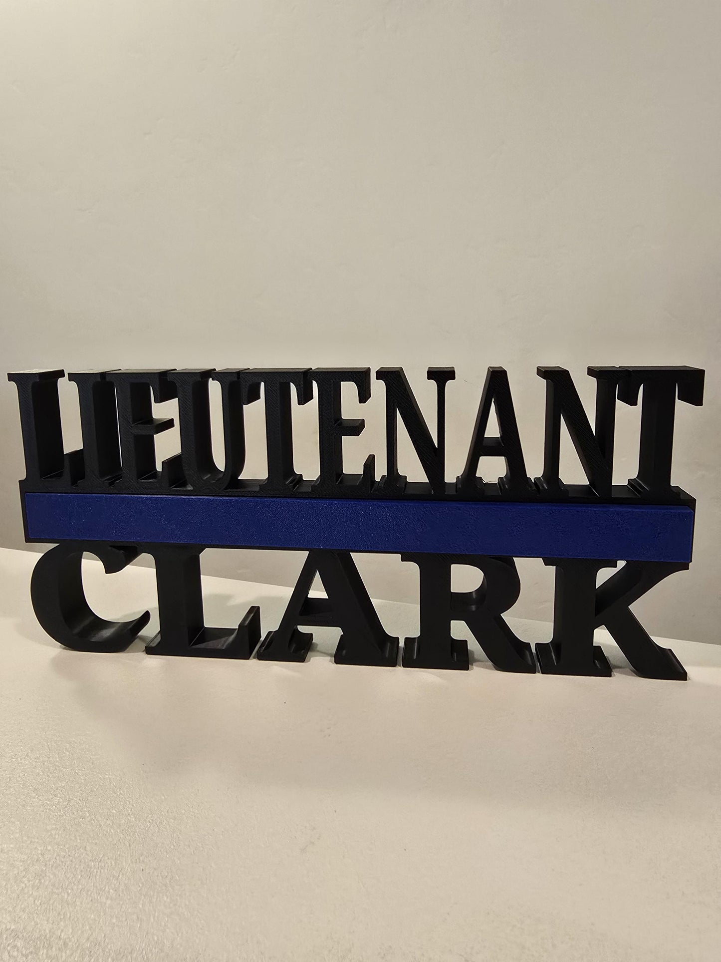 Personalized Thin Blue Line Police Desk Name Plate - Custom Rank and Name