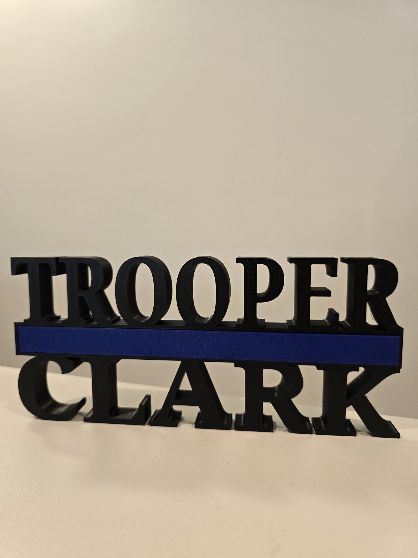 Personalized Thin Blue Line Police Desk Name Plate - Custom Rank and Name