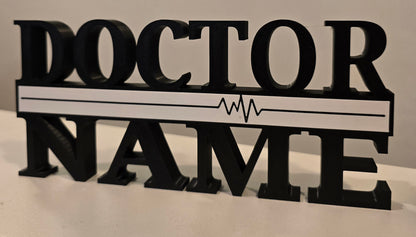 Personalized Thin White Line DOCTOR / EMS / NURSE / MEDICAL / DOCTOR Desk Name Plate - Custom Rank and Name