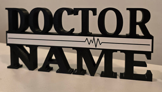Personalized Thin White Line DOCTOR / EMS / NURSE / MEDICAL / DOCTOR Desk Name Plate - Custom Rank and Name