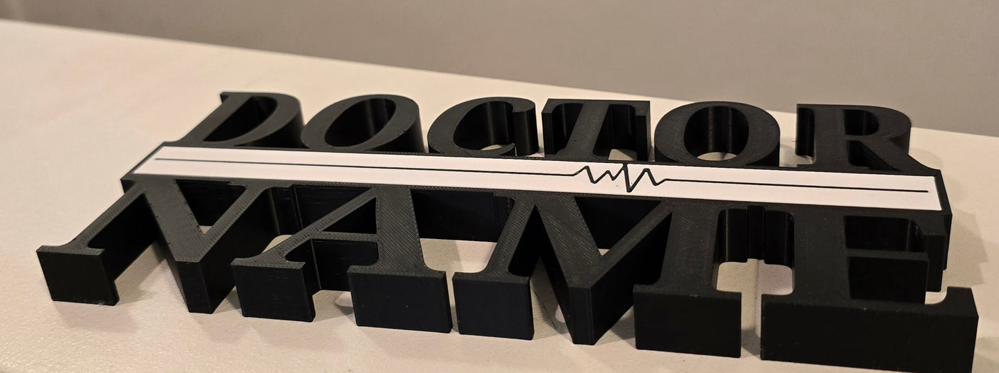 Personalized Thin White Line DOCTOR / EMS / NURSE / MEDICAL / DOCTOR Desk Name Plate - Custom Rank and Name