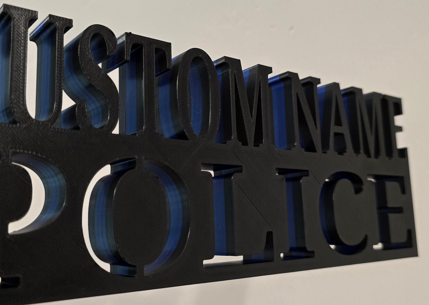 Personalized 3D Thin Blue Line POLICE Desk Name Plate - Custom Text