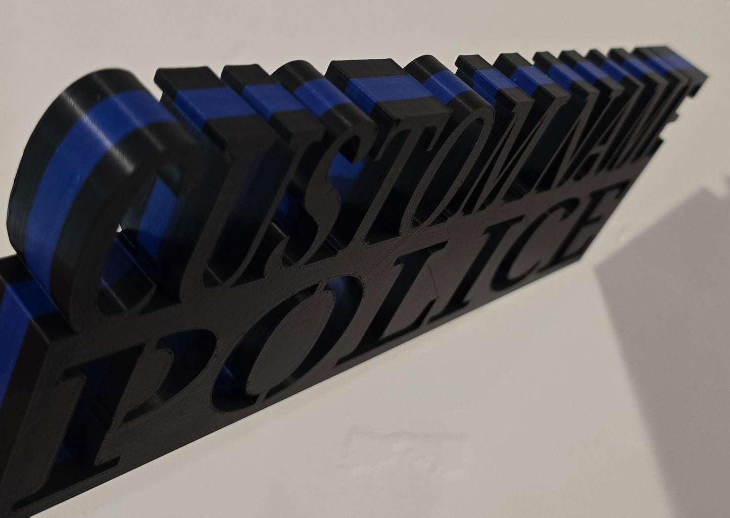 Personalized 3D Thin Blue Line POLICE Desk Name Plate - Custom Text
