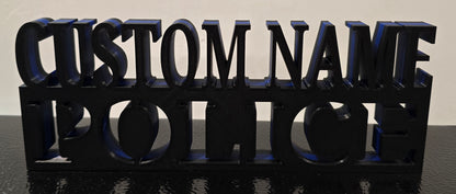 Personalized 3D Thin Blue Line POLICE Desk Name Plate - Custom Text