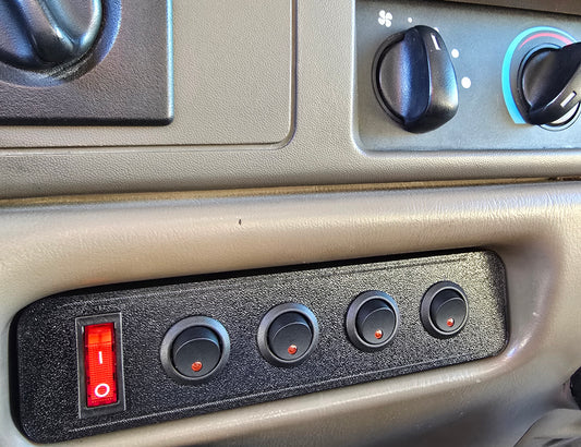 1999-2003 Ford F-250 F-350 Pre-Wired Full Size Cubby Accessory 4 Switch Panel
