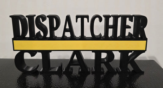 Personalized Thin Yellow Line Dispatcher Desk Name Plate - Custom Title and or Name