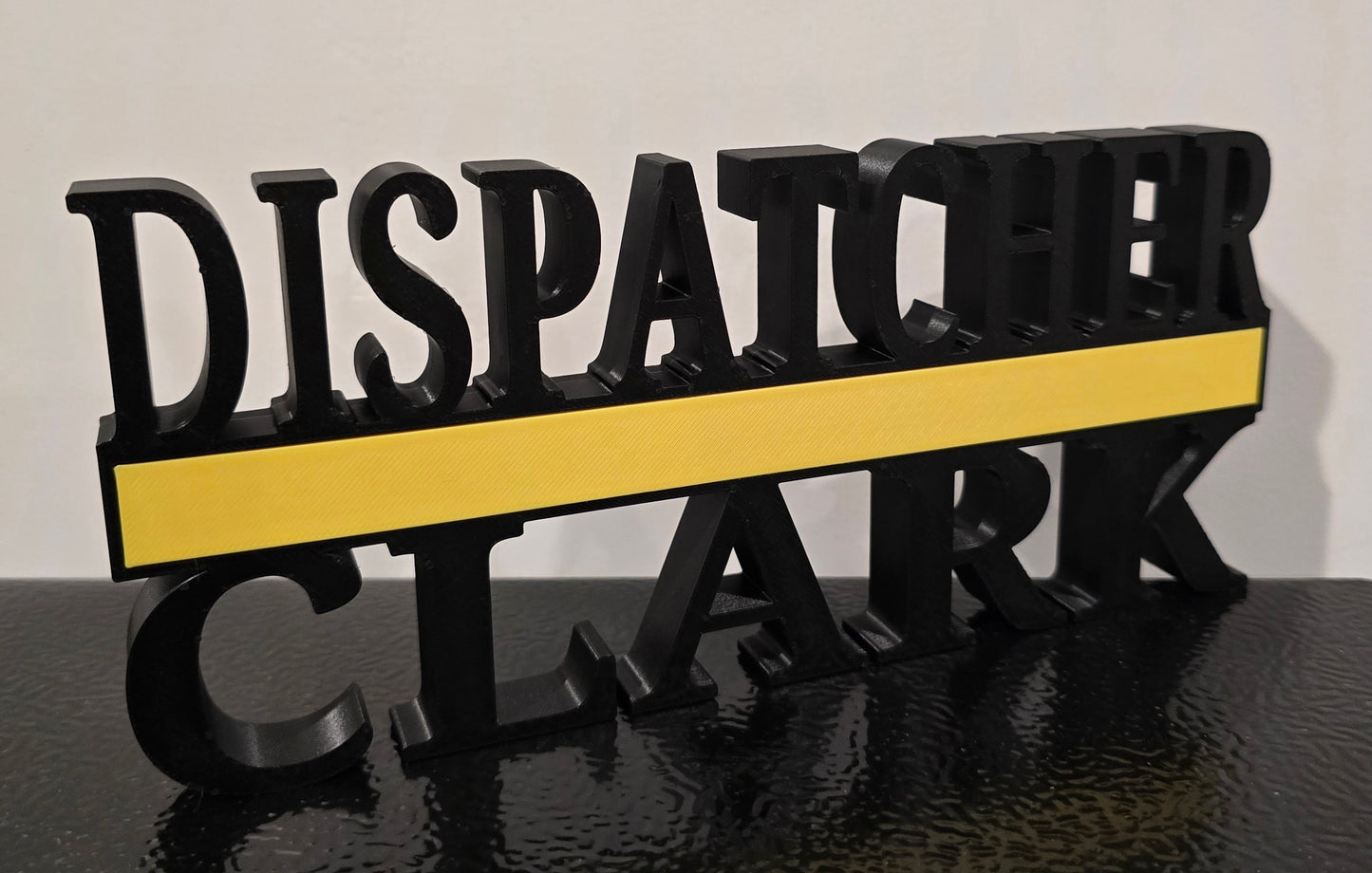 Personalized Thin Yellow Line Dispatcher Desk Name Plate - Custom Title and or Name
