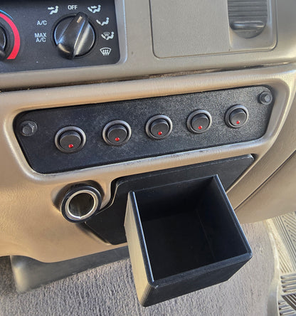 1999-2004 Ford F-250 F-350 F-450 F-550 / 2000-2005 Ford Excursion Pre-Wired Accessory 5 Switch Panel - Dash Cup Holder Replacement