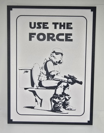 Star Wars - Use The Force - Stormtrooper - Bathroom Decoration - Restroom Sign - (6.25" x 8.5")