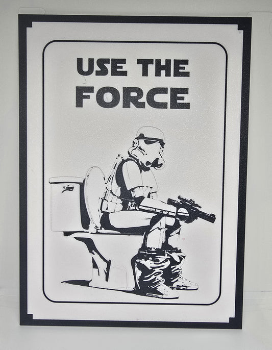 Star Wars - Use The Force - Stormtrooper - Bathroom Decoration - Restroom Sign - (6.25" x 8.5")