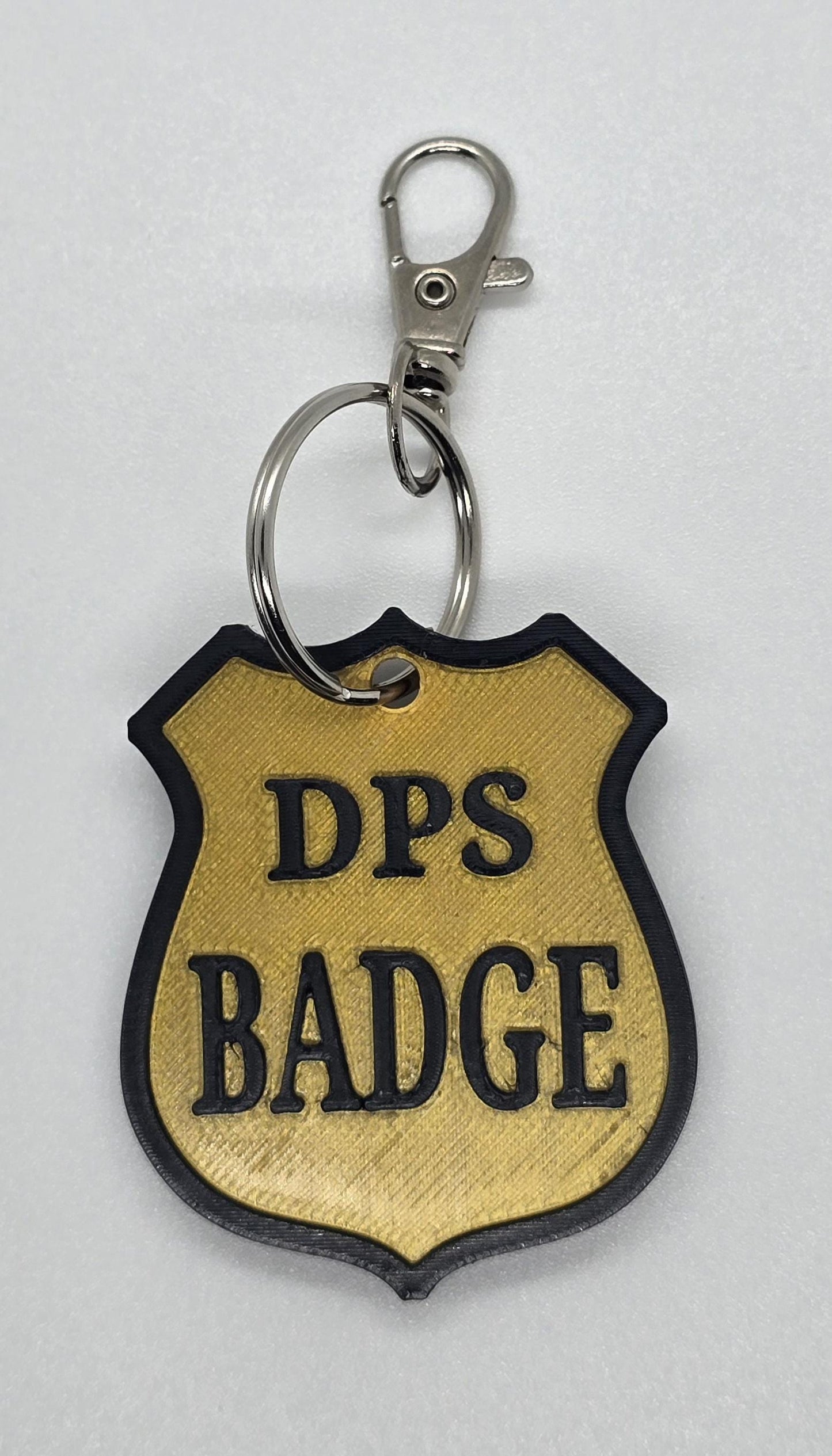 Personalized Police Shield Badge Style Keychain - Black & Gold or Grey