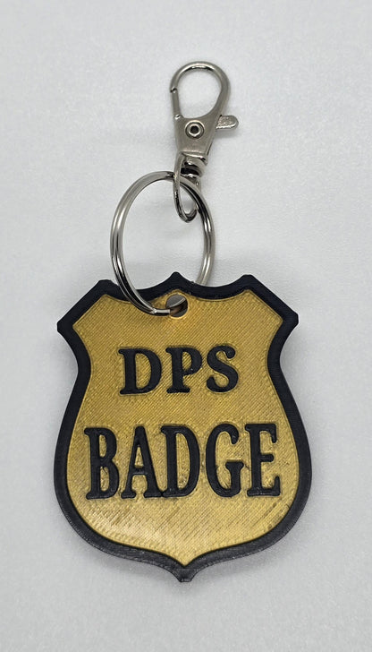 Personalized Police Shield Badge Style Keychain - Black & Gold or Grey