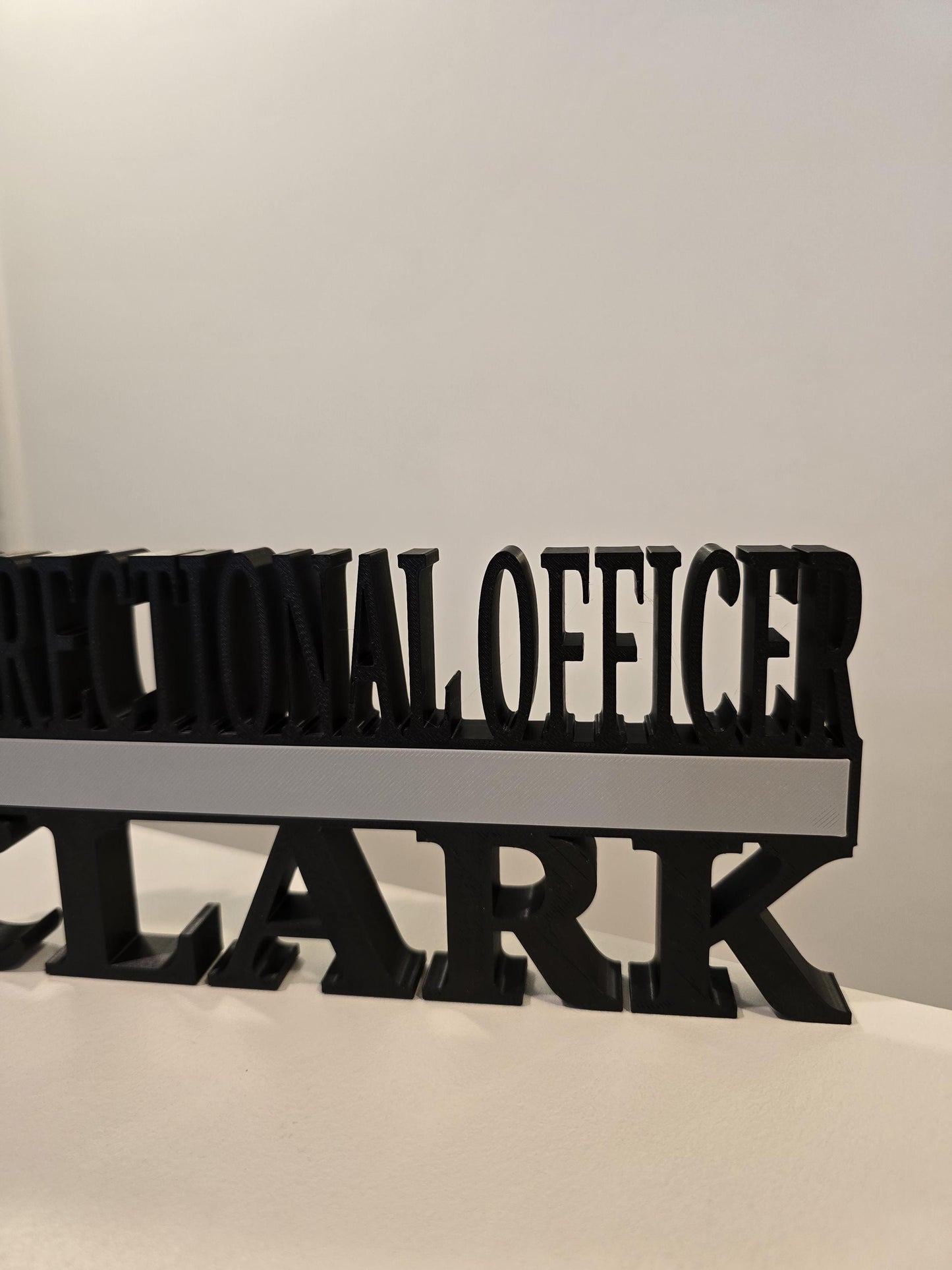 Personalized Thin Gray Line Corrections Desk Name Plate - Custom Rank and Name