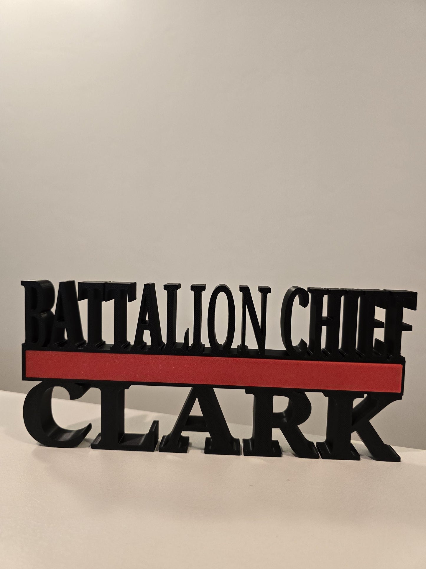 Personalized Thin Red Line Firefighter Desk Name Plate - Custom Rank and Name