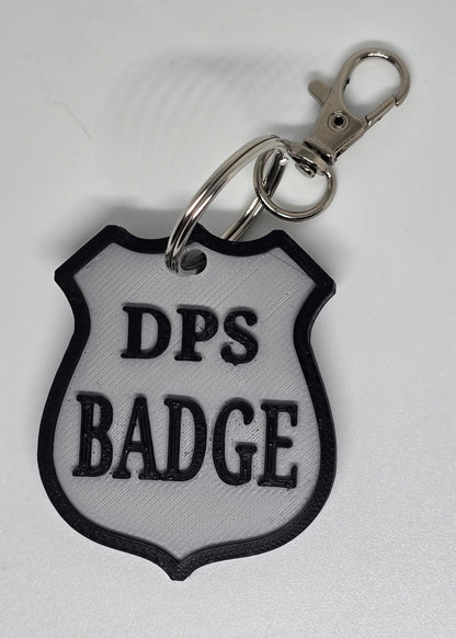 Personalized Police Shield Badge Style Keychain - Black & Gold or Grey