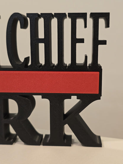 Personalized Thin Red Line Firefighter Desk Name Plate - Custom Rank and Name