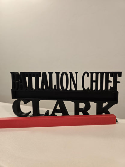 Personalized Thin Red Line Firefighter Desk Name Plate - Custom Rank and Name
