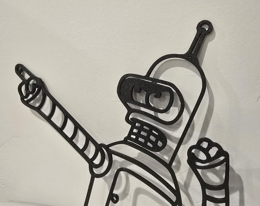 Futurama Bender Pointing Wall Art - Black
